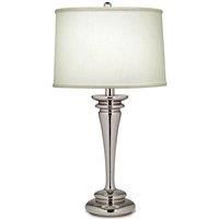 Table Lamp Zinc Pearl Supreme Satin Shade Highly Polished Nickel LED E27 60W