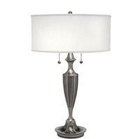 2 Bulb Twin Table Lamp Global White Shade Antique Nickel LED E27 60W