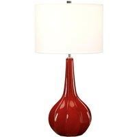 Table Lamp White Faux Linen Cylinder Shade Gourd Shaped Red Base LED E27 60W