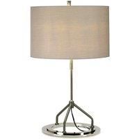 Table Lamp Grey Shade White Highly Polished Nickel Finish LED E27 60W Bulb