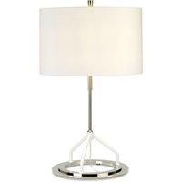 Loops Table Lamp White Shade Dark Grey Polished Nickel Finish LED E27 60W Bulb in Metallics