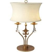 2 Bulb Table Lamp - Cream Shade - Gold Patina - LED E14 60W Bulb