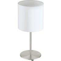 Table Desk Lamp Colour Satin Nickel Steel Shade White Fabric Bulb E27 1x60W