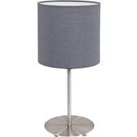 Table Desk Lamp Colour Satin Nickel Steel Shade Grey Fabric Bulb E27 1x60W