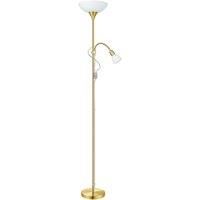 Floor Lamp Light Brass Matt Shade White Plastic Glass Bulb E27 E14 1x60W 1x25W