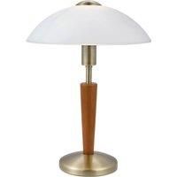 Table Lamp Bronzed Nut Touch On & Off Shade White Satin Glass Bulb E14 1x60W