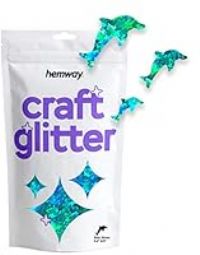 Hemway Craft Glitter - Dolphin Shaped Turquoise Blue Holographic | Metallic Sequin for Resin & Epoxy Crafts | Supplies for Tumblers, Cards, Jewellery, Candle, Hair, Face, Body & Nail Art | 50 g