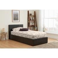 Ottoman Storage Bed - Grey Fabric or Black, Brown Leather - Single Double King