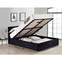 Birlea Berlin Fabric Ottoman Bed, Black Crushed Velvet, Double