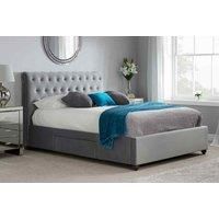 Birlea Velvet Marlow Bed, Fabric, Grey, Super King