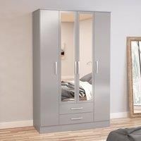 Lynx Grey 4 Door Mirrored Wardrobe Grey