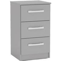 Birlea Lynx 3 Drawer Bedside High Gloss, Grey