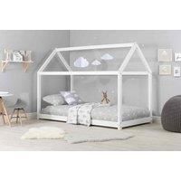 Birlea House Grey, White and Natural Pine Kids Wooden Bed Frame 3FT Single -90cm