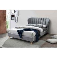 Birlea Elm Bed Frame 135cm Double 4FT6 Grey Velvet Fabric Bedstead