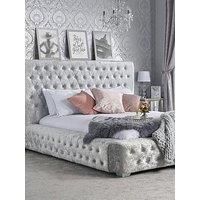 Birlea Grande Steel Crushed Velvet Double Bed Frame - Silver