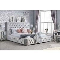 Grande Crushed Velvet Bed Grey