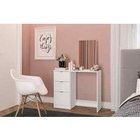 Madison 3 Drawer Dressing Table and Mirror, White.