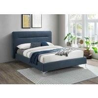 Finn Steel Blue Fabric Upholstered Bed Frame 4ft6 Double 5ft Kingsize