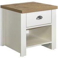 Birlea Highgate 1 Drawer LAMP Table Cream & Oak Effect, Engineered Wood, Cream, One Size