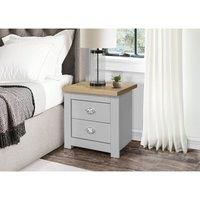 Beside Cabinet Grey & Oak Birlea Highgate 2 Drawer Bedside Farmhouse Shabby Chic