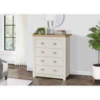 Birlea Highgate 4 Drawer Chest - Cream & Oak - Farmhouse Style