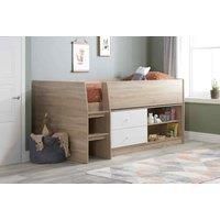 White Single Cabin Bed Birlea Leyton Oak Teens Childrens Frame 3Ft 90cm