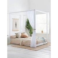 Four Poster Bed Double Birlea Darwin White 4FT6 Solid Pine Frame Canopy