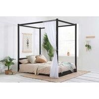 Four Poster Bed Double Birlea Darwin Black 4FT6 Solid Pine Frame Canopy
