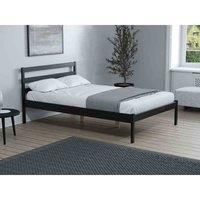 Birlea Black Double Bed Frame 4FT6 Bedstead Luka Solid Pine Traditional Design