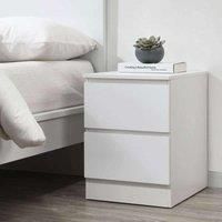 Birlea Furniture Bedside Table, White, 2 Drawer