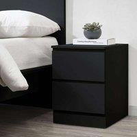 Oslo Black 2 Drawer Bedside Table Bedroom Furniture Storage