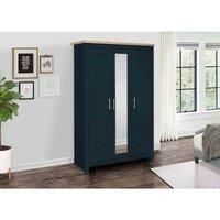 Birlea Highgate 3 Door Wardrobe/Mirror Navy Blue & Oak Effect