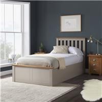 Pearl Grey Wood Single Ottoman Bed and Mattress Bundle Phoenix Nebula 90cm 3ft