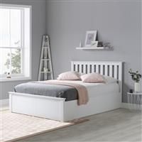 White Wood Small Double Ottoman Bed and Mattress Bundle Phoenix Nebula 120cm 4ft