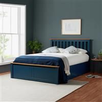 Navy Wood Small Ottoman Bed and Mattress Bundle Phoenix Nebula 150cm 5ft
