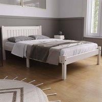 White Wood Double Bed and Mattress Bundle Rio Air Sleepsoul 135cm 4ft 6