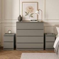 Birlea White 3 Piece Furniture Set Chest of Drawers Bedside Tables Oslo