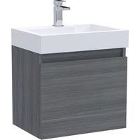 Nuie Merit WH 1-Door Vanity Unit L-Shaped Basin 500mm Anthracite Woodgrain