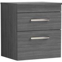 Nuie Athena WH 2-Drawer Vanity Unit and Worktop 500mm Anthracite Woodgrain