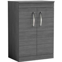 Nuie Athena 600 Floor Standing 2-door Vanity & Worktop - Grey Woodgrain