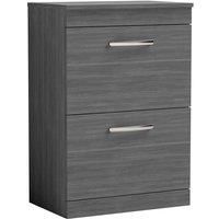 Nuie Athena FS 2-Drawer Vanity Unit Worktop 600mm Anthracite Woodgrain
