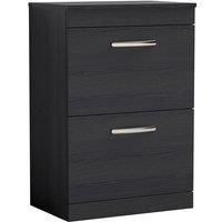 Nuie Athena Floor Standing 2-Drawer Vanity Unit Worktop 600mm Charcoal Woodgrain