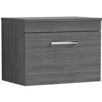 Nuie Athena WH 1-Drawer Vanity Unit and Worktop 600mm Anthracite Woodgrain