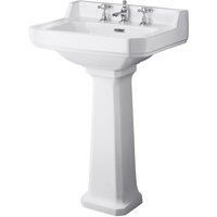 Hudson Reed Richmond 560mm Basin & Pedestal (3 Tap Hole) - White