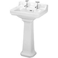 Nuie Carlton Basin and Full Pedestal 560mm Wide - 2 Tap Hole