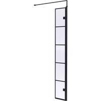 Hudson Reed 300mm Matt Black Grid Wet Room Swing Screen 8mm Glass Modern