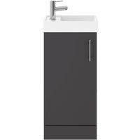 Nuie Vault Floor Standing 1-Door Vanity Unit with Basin 400mm Wide - Gloss Grey