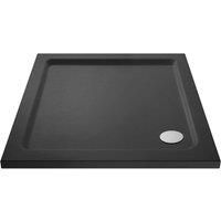 Nuie TR71010 | Modern Bathroom Square Slimline Pearlstone Shower Tray, 900mm x 900mm, Slate Grey