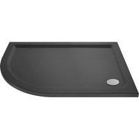 Nuie Quad LH TR71103 | Modern Bathroom Left Hand Offset Quadrant Slimline Pearlstone Shower Tray, 800mm x 900mm, Slate Grey, 900mm x 800mm