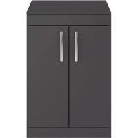 Nuie Athena Floor Standing 2-Door Vanity Unit and Worktop 600mm Gloss Grey